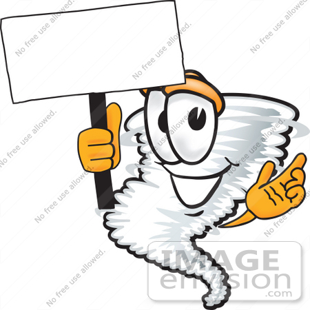 #27812 Clip Art Graphic of a Tornado Mascot Character Holding a Blank Sign by toons4biz