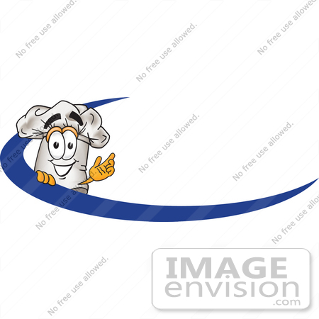 #27825 Clip Art Graphic of a White Chefs Hat Cartoon Character on an Employee Name Tag With a Blue Dash by toons4biz