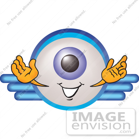 #27840 Clip Art Graphic of a Blue Eyeball Cartoon Character on a Blue Logo by toons4biz