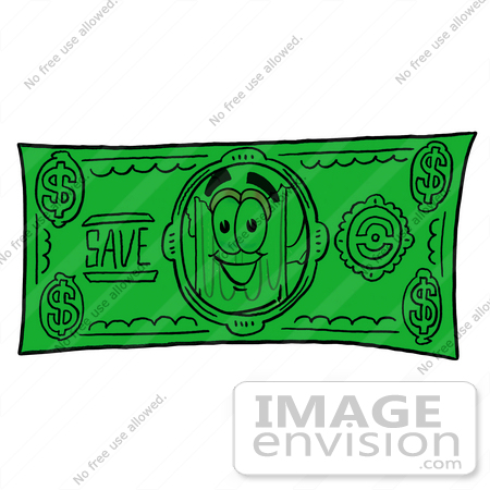 #27848 Clip art Graphic of a Frothy Mug of Beer or Soda Cartoon Character on a Greenback Dollar Bill by toons4biz