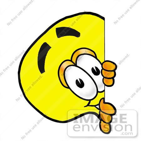 #28021 Clip Art Graphic of a Yellow Electric Lightbulb Cartoon Character Peeking Around a Corner by toons4biz