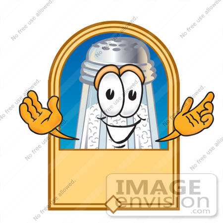 #28121 Clip Art Graphic of a Salt Shaker Cartoon Character on a Blank Tan Label by toons4biz