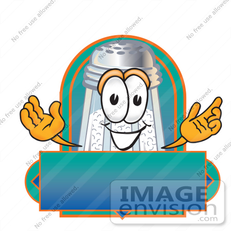 #28124 Clip Art Graphic of a Salt Shaker Cartoon Character on a Blank Label by toons4biz
