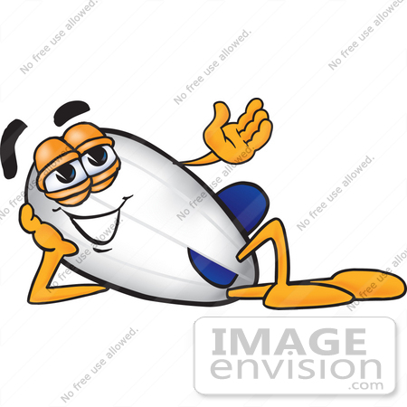 #28362 Clip art Graphic of a Dirigible Blimp Airship Cartoon Character Resting His Head on One of His Hands and Gesturing With the Other by toons4biz