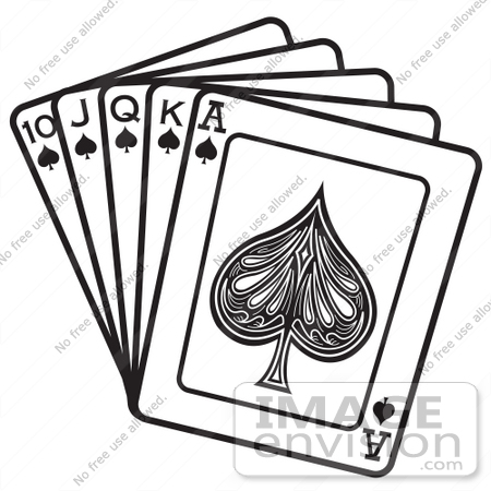 Royalty-free Black and White Cartoon Clip Art of a Hand Of Cards ...