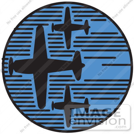 #29249 Royalty-free Cartoon Clip Art of a Three Airplanes Speeding Through The Sky During An Air Show On Independence Day by Andy Nortnik