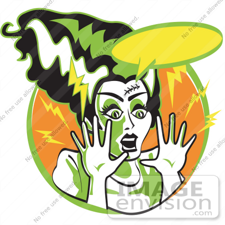 #29260 Royalty-free Cartoon Clip Art of the Bride of Frankenstein Screaming by Andy Nortnik
