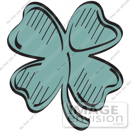 #29388 Royalty-free Cartoon Clip Art of a Lucky Green Clover With Four Leaves by Andy Nortnik