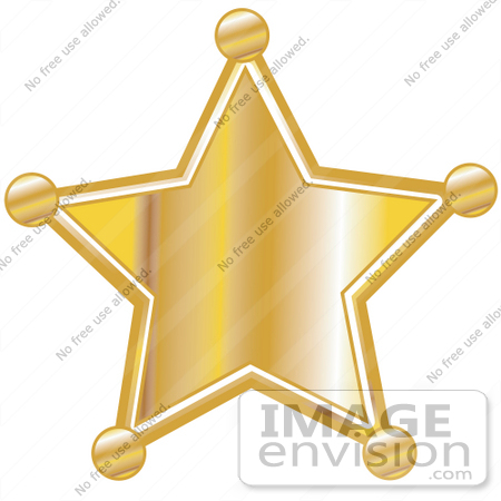 #29413 Royalty-free Cartoon Clip Art of a Golden Star Shaped Sheriff’s Badge by Andy Nortnik