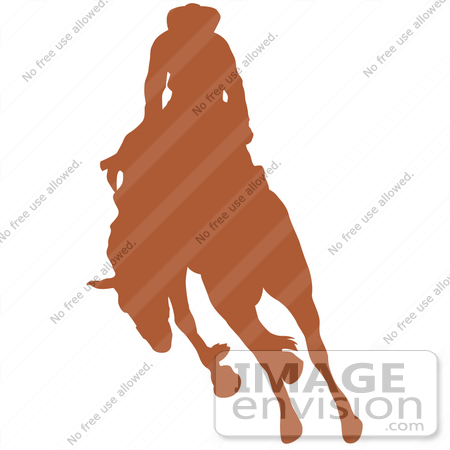 #29418 Royalty-free Cartoon Clip Art of a Brown Silhouette Of A Cowboy Riding A Bucking Bronco In A Rodeo by Andy Nortnik