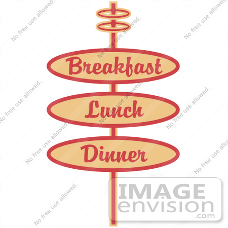 #29419 Royalty-free Cartoon Clip Art of a Vintage Tan Restaurant Sign Advertising Breakfast, Lunch And Dinner by Andy Nortnik