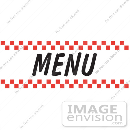 #29426 Royalty-free Cartoon Clip Art of  a Menu Sign With Red Checker Borders by Andy Nortnik