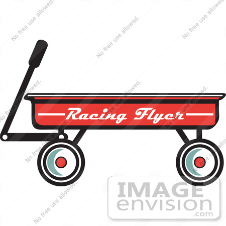 #29489 Royalty-free Cartoon Clip Art of a Red Pull Wagon by Andy Nortnik