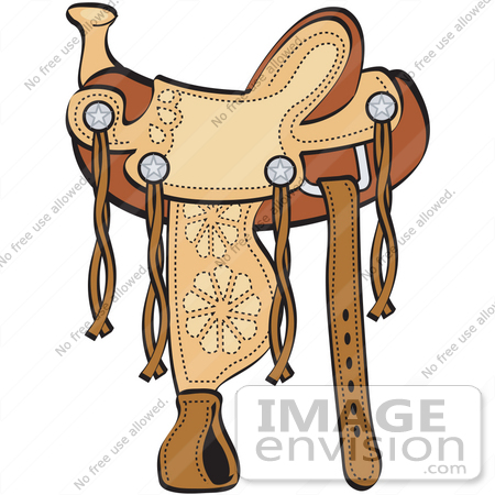 #29492 Royalty-free Cartoon Clip Art of a Western Leather Saddle With Floral Accents by Andy Nortnik