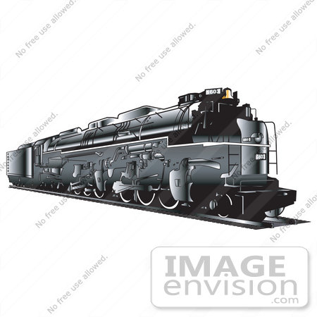 #29496 Royalty-free Cartoon Clip Art of a Black Train Travelling On Rails by Andy Nortnik