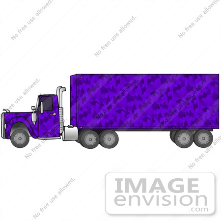 #29760 Clip Art Graphic of a Purple Camouflage Transfer Truck by DJArt