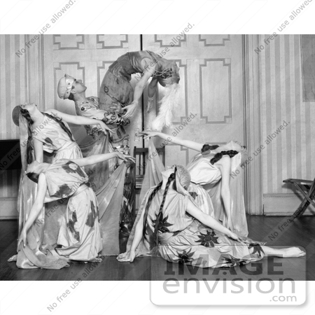 #30222 Stock Photo of a Strong Male Dancer Holding A Female Dancer As Other Women Dance Around Them, A Group Of Paul Tcherinkoff’s Russian Dancers, 1923 by JVPD