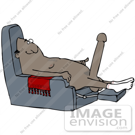 #30778 Clip Art Graphic of a Horny Old Black Man Sitting Naked In A Chair, Wearing Socks And Sporting A Huge Boner by DJArt