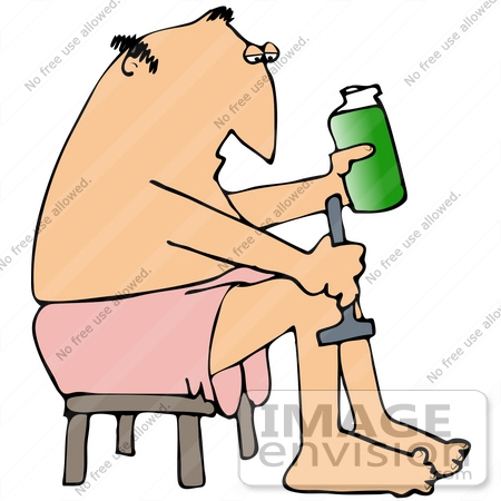 #32111 Clip Art Graphic of a Gay Caucasian Man Shaving His Legs With A Razor And Cream While Preparing For A Hot Date by DJArt