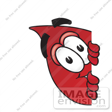 #33367 Clip Art Graphic of a Transfusion Blood Droplet Mascot Cartoon Character Peeking Around a Corner by toons4biz