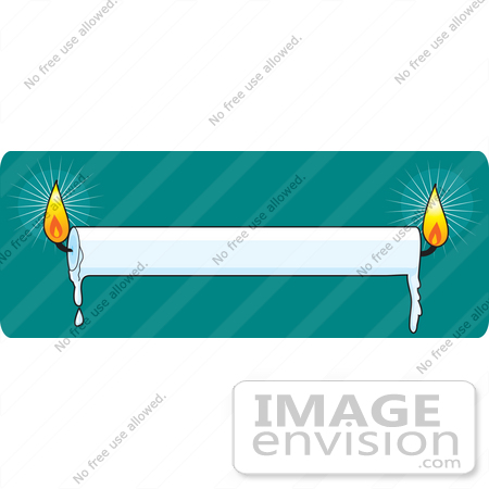 #33647 Clip Art Graphic of a White Wax Candle Dripping And Burning From Both Ends by Maria Bell