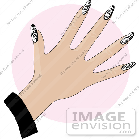 #33904 Clip Art Graphic of a Lady Showing Off Her Manicured Fingernails With Zebra Print Acrylic by Maria Bell