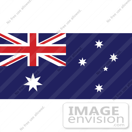 #34076 Clip Art Graphic of the The Commonwealth Star, Southern Cross Constellation, And Union Flat On The Blue Flag Of Australia by JVPD