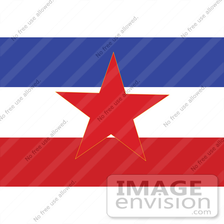 #34077 Clip Art Graphic of the Red Star On The Blue, White And Red SFR Yugoslavia Flag by JVPD