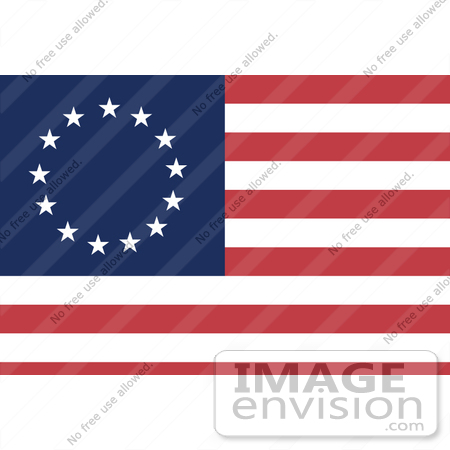#34079 Clip Art Graphic of the 13 White Stars Circling Over Blue In The Corner Of The Red And White Striped Betsy Ross American Flag by JVPD