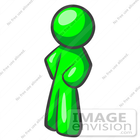 #34182 Clip Art Graphic of a Green Guy Character Standing With His Hands On His Hips, Leaning Slightly To The Right by Jester Arts