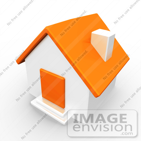 #34439 Clip Art Graphic of an White Home With An Orange Roof And Door by Jester Arts
