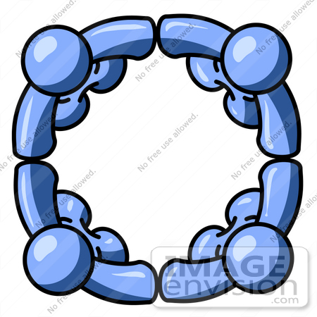 #34516 Clip Art Graphic of Blue Guy Characters Holding Hands And Standing In A Circle by Jester Arts