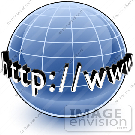 #34605 Clip Art Graphic of a Blue Internet Globe by Jester Arts