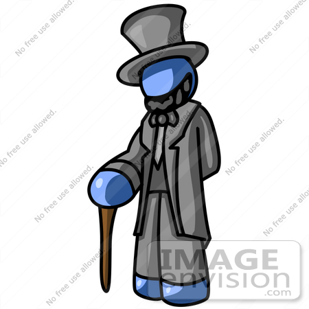 #34613 Clip Art Graphic of a Blue Guy Character Dressed As Abraham Lincoln by Jester Arts