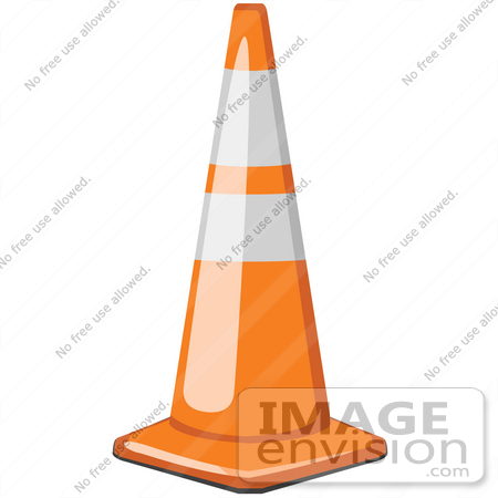 #35732 Clip Art Graphic of a Safety Road Traffic Cone On The Street In A Construction Zone by Jester Arts