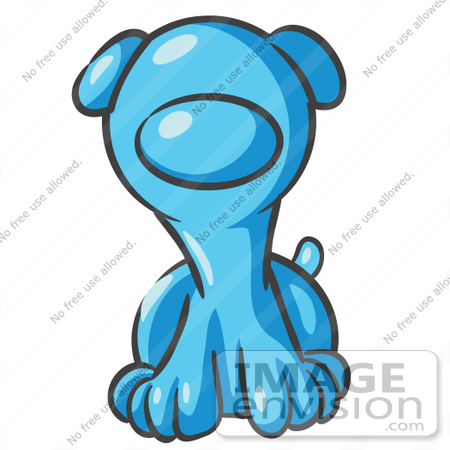 #35837 Clip Art Graphic of a Sky Blue Puppy Dog by Jester Arts