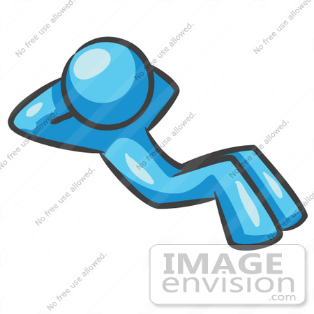 #35946 Clip Art Graphic of a Sky Blue Guy Character Doing Situps by Jester Arts
