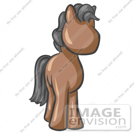 #36007 Clip Art Graphic of a Brown Horse With Gray Hair by Jester Arts