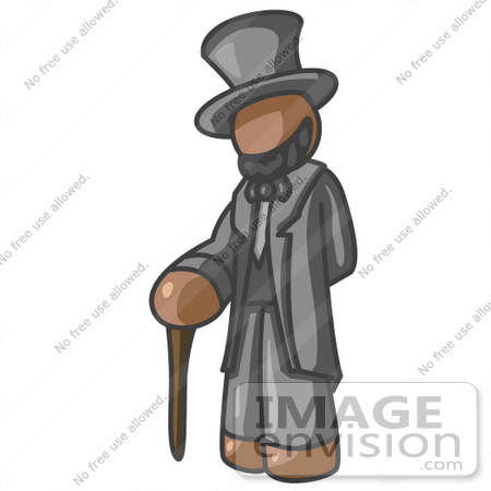 #36102 Clip Art Graphic of a Brown Guy Character as Abraham Lincoln by Jester Arts