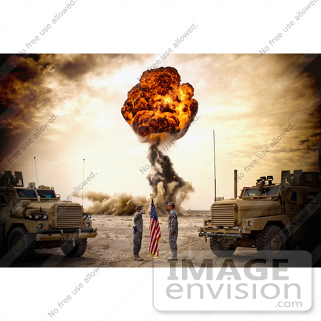 #36194 Stock Photo of a Bomb Exploding During a Re-Enlistment Ceremony of an Air Force Soldier by JVPD