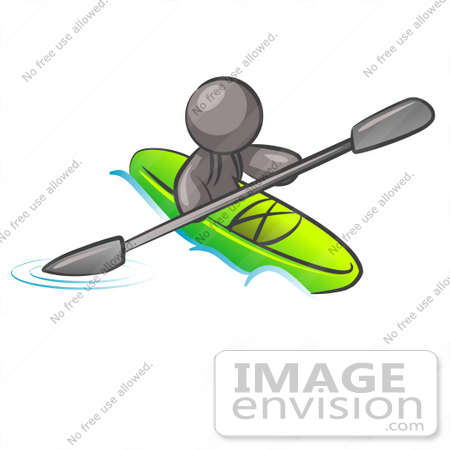 #36325 Clip Art Graphic of a Grey Guy Character Kayaking by Jester Arts