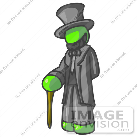 #36688 Clip Art Graphic of a Lime Green Guy Character as Abraham Lincoln by Jester Arts