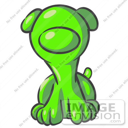 #36711 Clip Art Graphic of a Lime Green Dog by Jester Arts