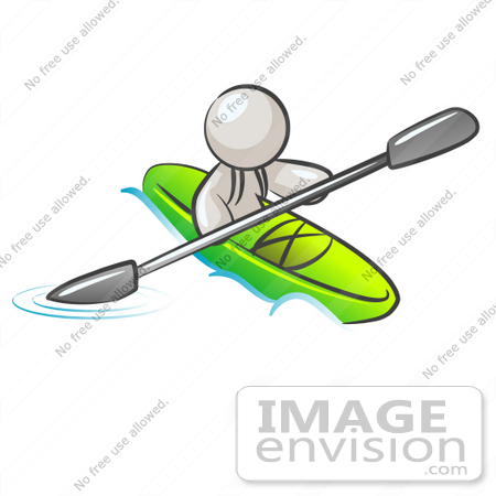 #37561 Clip Art Graphic of a White Guy Character Kayaking by Jester Arts