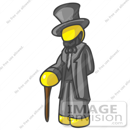 #37733 Clip Art Graphic of a Yellow Guy Character as Abraham Lincoln by Jester Arts