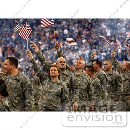 #3811 Soldiers Waving American Flags by JVPD