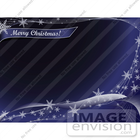 #38137 Clip Art Graphic of a Blue Background Bordered By White Waves With Snowflakes With a Merry Christmas Greeting by Oleksiy Maksymenko