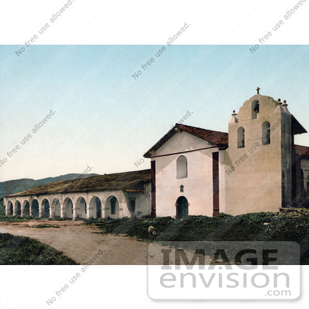 #40801 Stock Photo of The Historical Santa Inez Mission Church And Belfry In Solvang, California by JVPD