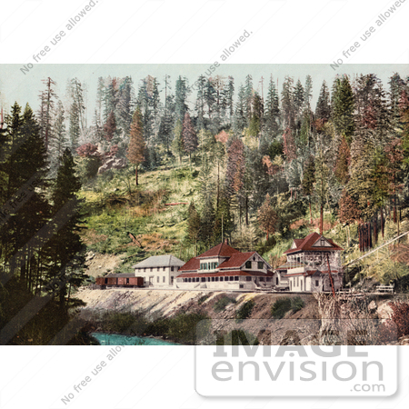 #40808 Stock Photo of The Spring House Train Station Along The River In Shasta Springs, California by JVPD