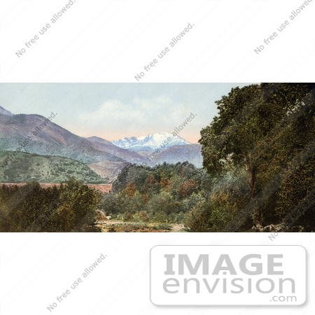 #40813 Stock Photo of a Landscape Of Forests And Hills Near Pike’s Peak As Seen From Near Colorado City by JVPD